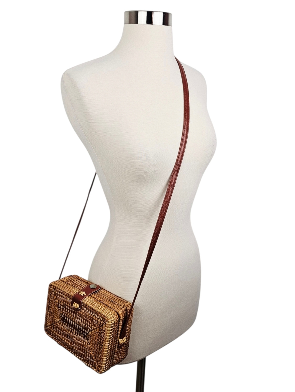 Rattan Woven Basket Crossbody Purse